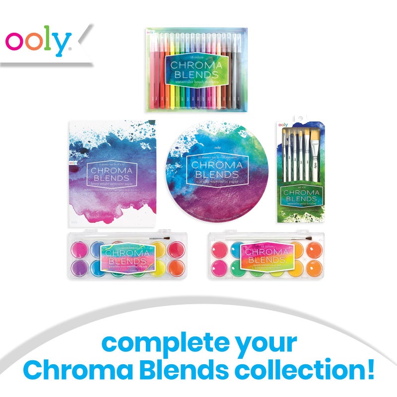 Ooly, Chroma Blends Neon Watercolor Paint Set, Watercolor Pack for Creative Kids and Adults, Bright Neon Colors in a Portable Case, Art Supplies for Ages 6 and Up, Brush Included - Image 5